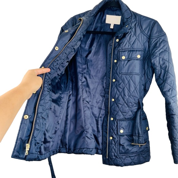 ❌SOLD ❌Banana Republic Navy Blue Quilted Patch Pocket Lightweight  Belted Jacket - Picture 4 of 15
